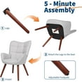 thumbnail image 3 of QinaQin Silla de comedor moderna estilo mid century, tapizada con soporte para la espalda y patas de madera maciza, ideal para cocina, sala o restaurante, 3 of 7
