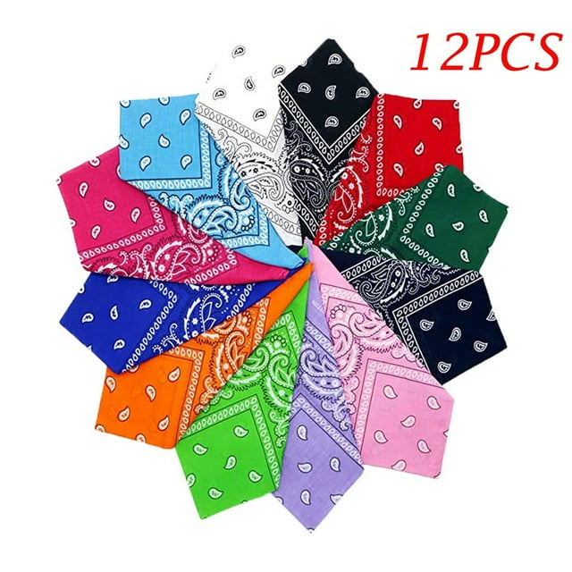 Double Set Cowboy Head Bandana Bandanas Multi Paisley Sided Scarf Dozen Colored Handkerchief