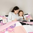 thumbnail image 5 of Manfei Cute Cartoon Butterfly King Size Comforter Sets,Kawaii Flower Floral Bedding Comforter Set,Pink Whiute Black Patchwork Plaid Bedding Set For Girls,Ultra Soft Home Decor Reversible,3-Piece, 5 of 8