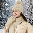 thumbnail image 6 of KeirineCC Winter Hat Scarf Gloves Set for Women, Fleece Knit Neck Warmer Long Scarf Touchscreen Gloves 3 in 1 Set, Winter Gift for Women - Beige, 6 of 6