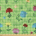 thumbnail image 2 of Ambesonne Meadow Fabric by the Yard Upholstery, Rural Flowers Field on Green, 1 Yard, Green Multicolor, 2 of 5