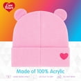 thumbnail image 5 of Care Bears Beanie Hat, Cheer Bear Rainbow Winter Knit Cap with 3D Ears and Cuff, Pink, One Size, 5 of 6
