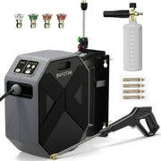 Electric Pressure Washer, 5000 PSI 3.0 GPM Wall Mounted Power Washer, Remote Control with 100 FT Retractable Hose, Foam Cannon, Nozzles for Cars/Garage/Patio, Gray