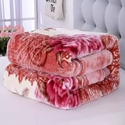 DBOZE Queen Size, Weighted Warm Heavy Korean Mink Fleece Blanket, Single Ply, Soft and Warm, Thick Mink Blanket Pink Flower