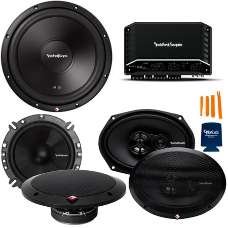 Rockford Fosgate R2-750X5 Amp R165-S 6.5 Component Speakers -Pair R169X3 6X9 Speakers -Pair & R2D2-10 10 Subwoofer