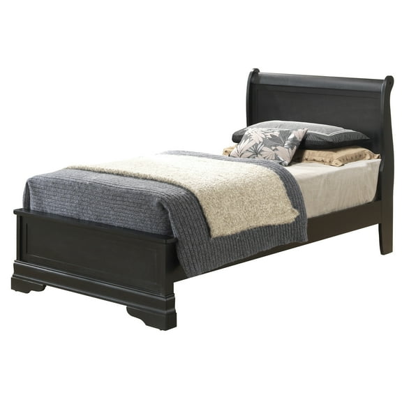 Passion Furniture Louis Philippe Black Twin Panel Bed