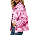 thumbnail image 5 of BXJX Womens Plaid Shackets, Lightweight Button Down Long Sleeve Lapel Collar Shacket Jackets with Pockets Pink Size 2XL, 5 of 7