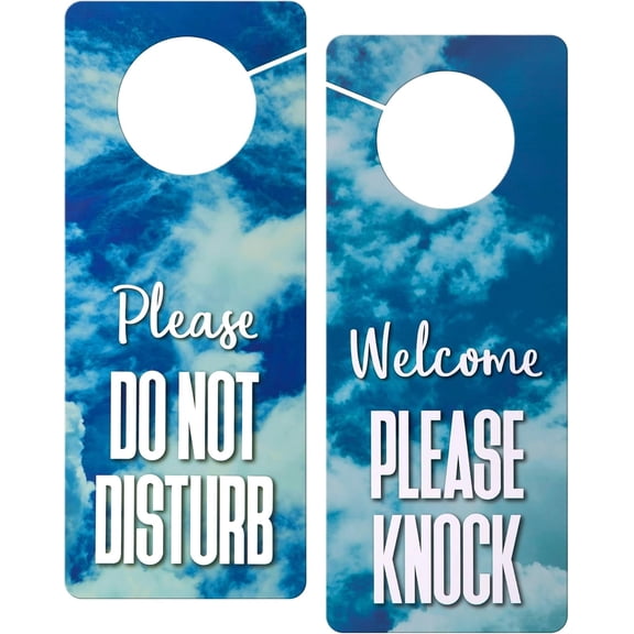 Do Not Disturb Door Hanger Sign, Dual Sided, Please Do Not Disturb Welcome Please Knock Door Sign for Home, Office, Meeting, Recording Room, 9.5" x 3.8" (Pack of 2)