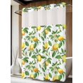 thumbnail image 4 of Summer Lemon No Hook Shower Curtain Waterproof, Bathroom Curtains with Snap in Liners and See Through Top Window, Green Botanical Watercolor Fruits Hotel Style Bathtub Curtains Shower 72"Wx84"L, 4 of 8