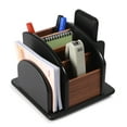 thumbnail image 2 of Desk Organizer TV Remote Control Caddy Revolving Wooden Desktop, 5 Compartment, 2 of 7