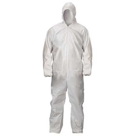 CONDOR 32GV29 Hooded Disposable Coveralls, White, XL