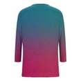 thumbnail image 6 of ZyeKqe 3/4 Length Tops Women Round Neck T Shirts Color Block Summer Top Loose Fitting Tees, 6 of 6