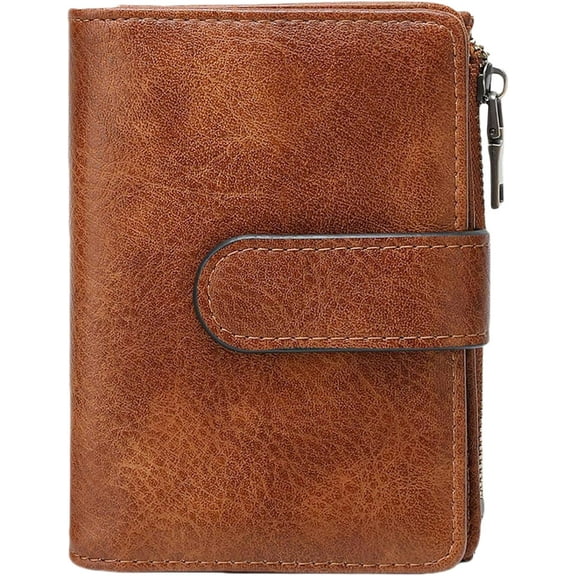 Wallet Women Small Leather RFID Blocking Credit Card Wallet Bifold Compact Ladies Purse with Zipper Coin Pocket