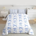thumbnail image 2 of Homewish Blue Ribbon Bow Bedding Comforter Set 2pcs for Boys Girls,Stars Polka Dots Print Twin Comforter Sets Microfiber,Dreamy Princess Breathable Bedding Set,Lightweight Room Decor,Reversible, 2 of 8