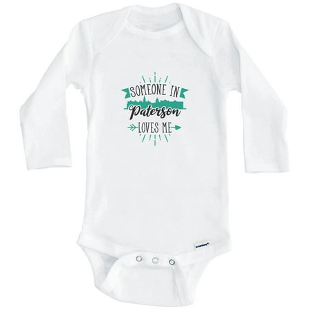 

Someone In Paterson Loves Me Paterson NJ Skyline One Piece Baby Bodysuit (Long Sleeve) 6-9 Months White