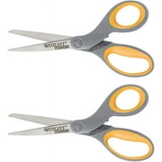 Westcott Titanium Bonded Scissors, 8", Straight, Grey, Yellow, for Office and School, 2-Pack (13901)