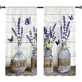 thumbnail image 4 of Lavender Farmhouse Vintage Kitchen Curtains 27.5W X 39L Inch 2 Panels Rod Pocket Purple Rustic Retro Short Cafe Curtains Wood Butterfly Bottle Window Drapes Treatment Dining Room Home Decor, 4 of 6