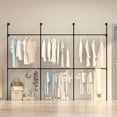 thumbnail image 2 of Industrial Pipe Clothing Racks, 1000LBS Black Wall Mounted Clothes Rack, 9.85FT Heavy Duty Garment Rack Closet Wardrobe Rack for Walk In Closet, Laundry Room, 2 of 8