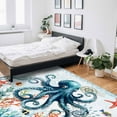 thumbnail image 6 of Area Rugs Indoor Non-Slip Rectangle Rug 2x3 Ft Coastal Octopus Ocean Coral Seaweed Summer Nautical Rug Rubber Backing Floor Mats Non Shedding Home Decor Carpet for Entryway Living Room, 6 of 8