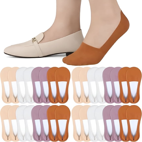 TELOLY 16 Pairs No Show Socks for Women Bulk Low Cut Liners Silk Non Slip Invisible Hidden Footies Socks for Loafer Flats