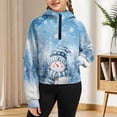 thumbnail image 7 of Chaqlin Snowman Snowflake Print Girls Half Zipper Sweatshirts Girl Half Zipper Sweatshirt with Pocket Casual Pullover Athletic Zip Up Lightweight Sweatshirt Size 7-8 Blue, 7 of 7
