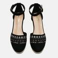 thumbnail image 3 of Dream Pairs Women's Comfort Wedge Espadrilles Sandals Ankle Strap Close Toe Platform Shoes Amanda-2 Black Size 6, 3 of 5