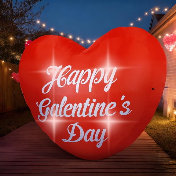 Valentine's Day Yard Inflatable Heart with LED Light Giant Red Heart Blow up Decorations for Indoor Outdoor Holiday Anniversary Wedding Party