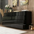thumbnail image 3 of Timechee 8 Drawer Double Dresser Dressers with High Gloss Drawers With Light Black, 3 of 5