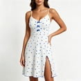 thumbnail image 2 of Wensltd Women Heart Print Nightgown Cami V Neck Nightdress Bow Side Slit Soft Comfy Indoor Sleep Dress, 2 of 5