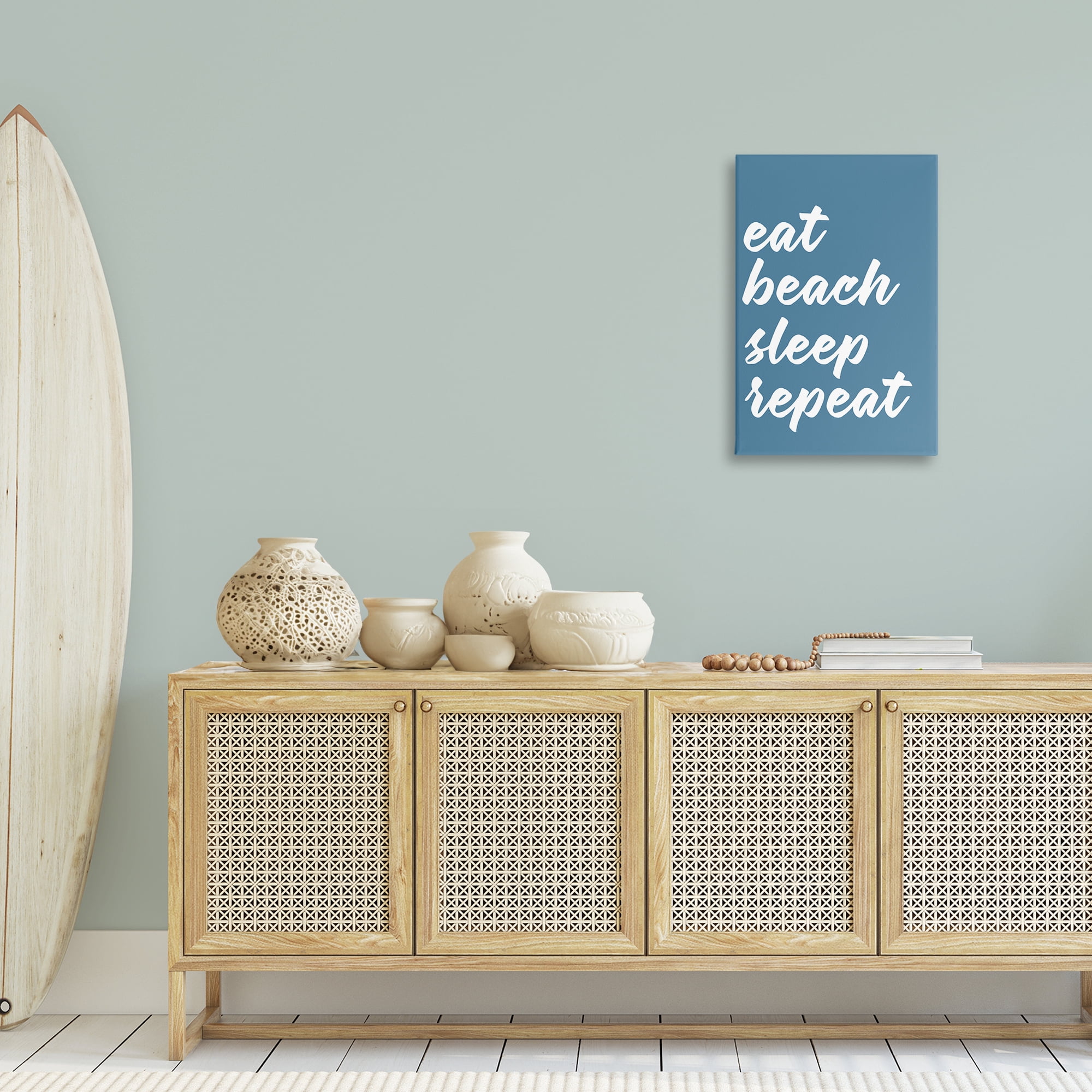 Stupell Industries Beach Repeat List Typography Painting Gallery Wrapped Canvas Art Print Wall Art, 20 x 30