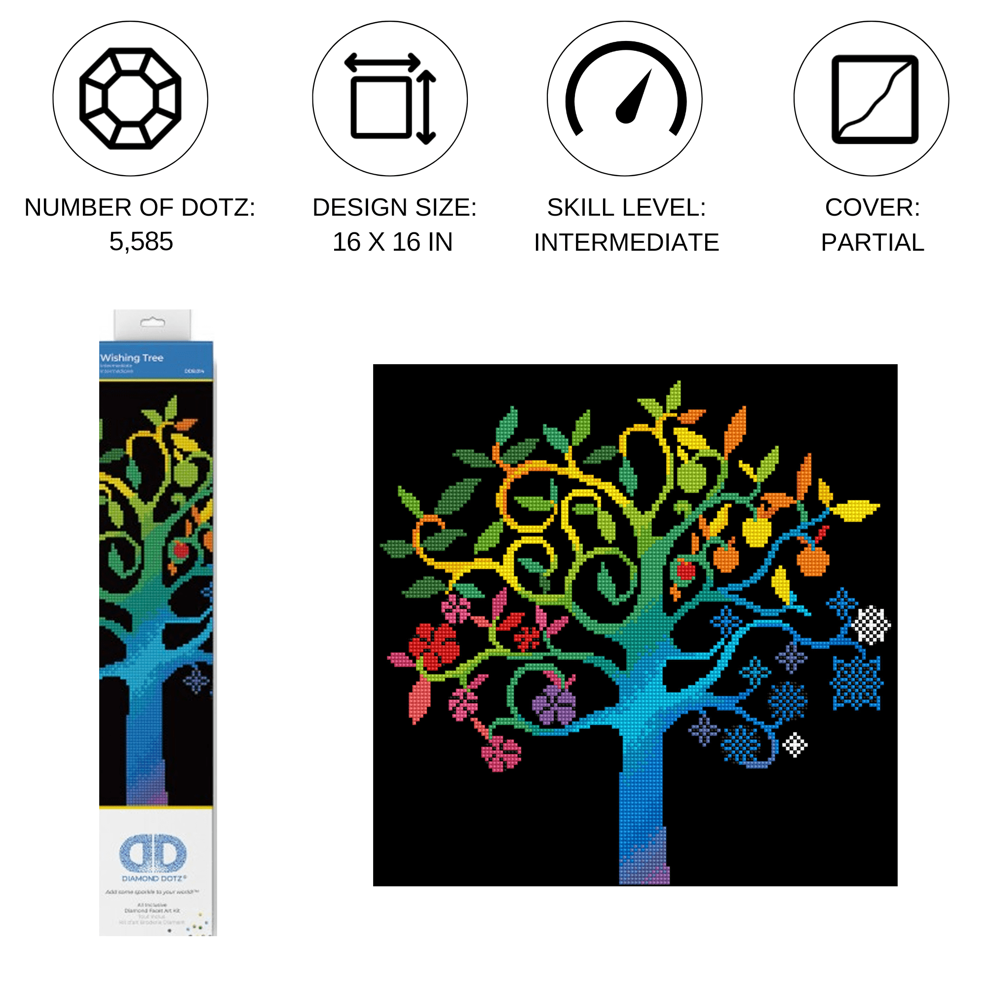 Diamond Dotz Wishing Tree Nature Diamond Painting Kits for Adults - Diamond Art Kits a Relaxing Creative Craft Kit with Dotz Gems 16"x16"
