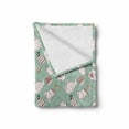 thumbnail image 2 of Tea Party Soft Flannel Fleece Blanket, Polka Dots on Teapots and Cups Cupcake with Cherry on Top Teabag English, Cozy Plush for Indoor and Outdoor Use, 50" x 60", Almond Green Coral, by Ambesonne, 2 of 6