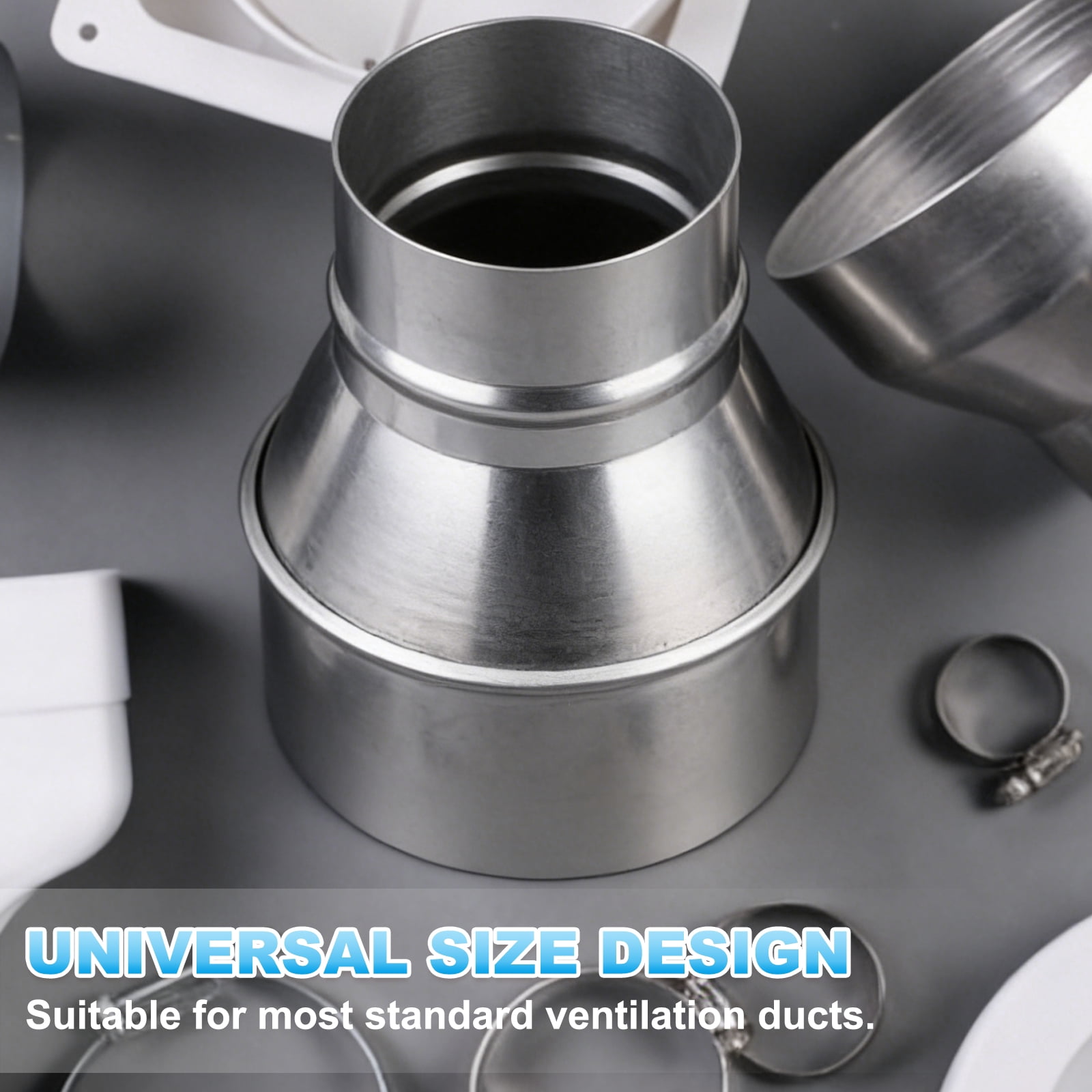 Uxcell Duct Reducer (8" to 4") - 304 Stainless Steel Air Ducting Reducer Increaser Metal HAVC Duct Adapter Stove Pipe Fitting Connector for Exhaust Fan/Blower/AC/Ventilation Systems