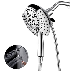 KESTE Dual Shower Head Combo, Rainfall and Handheld, Silver