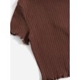 thumbnail image 3 of Clothing Floerns - Camiseta corta para niñas, color marrón, 10 años, 3 of 4