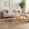 thumbnail image 3 of ODIKA Shaped Solid Vintage Round Distressed Motif Circle Border Boho for Home Office, Gaming Room, Under Desk, Non-Slip Chair-Friendly, 3 of 7