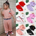 thumbnail image 2 of ZHUASHUM Outfits For Girls Short Sleeve Round Neck Fruit Cherry Letter Crop Top T-Shirt Long Pants Sport Girl Clothes Set 3-4 Years, 2 of 7
