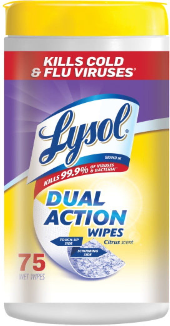 3 Pack Lysol Dual Action Disinfecting Wipes w. Scrubbing