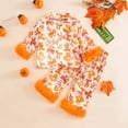 thumbnail image 5 of Glisme Halloween 2 Piece Newborn Boys Girls Sleepwear Pumpkin Print Long Sleeve Crew Neck Homewear With Pants Set Fall Cozy Kids Pajamas Size 6-12 Months Orange, 5 of 9