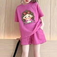 thumbnail image 2 of YABCSAZ Toddler Baby Girls Summer Clothes Set Short Sleeve Round Neck Solid T-Shirts with Shorts Two Pieces Cute Printed Little Girls Kids Outfits Set Size 2 T, 2 of 5