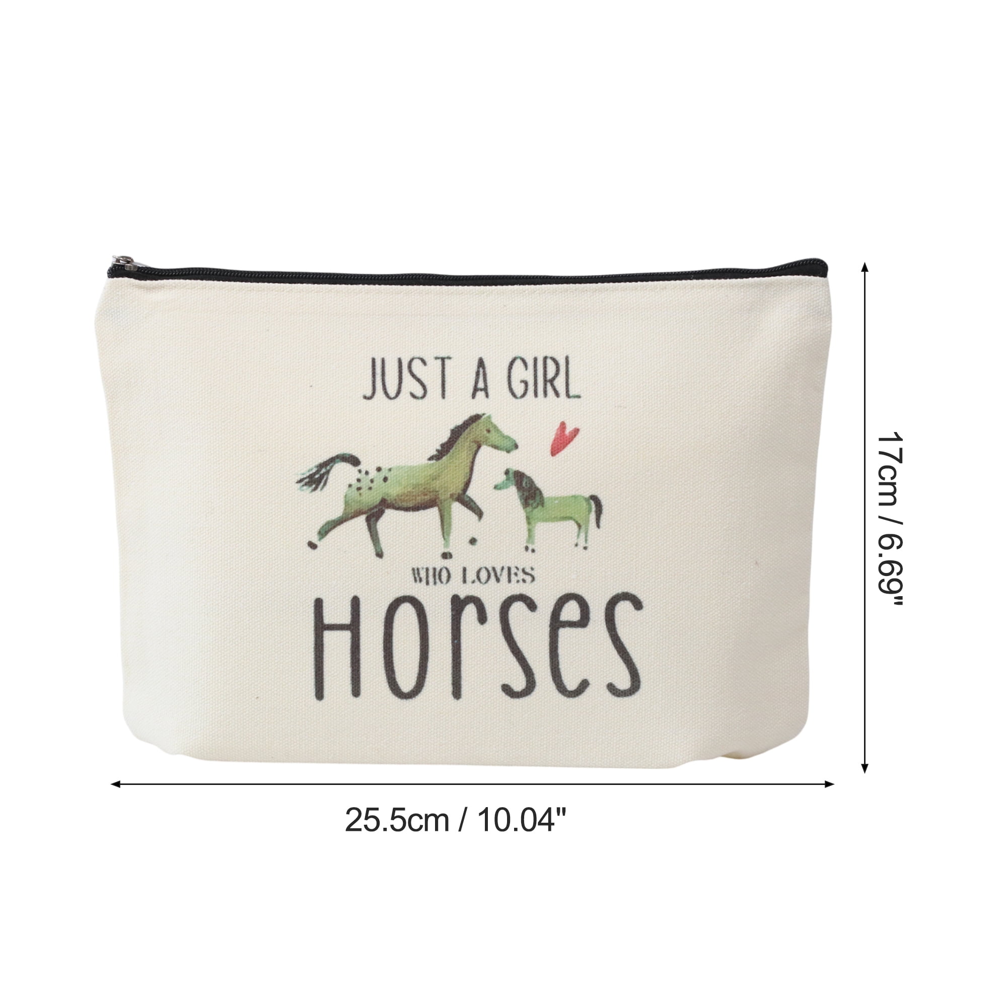Unique Bargains 1 Pc Durable Horse Pattern Makeup Bag in Beige Color for Women and Teens
