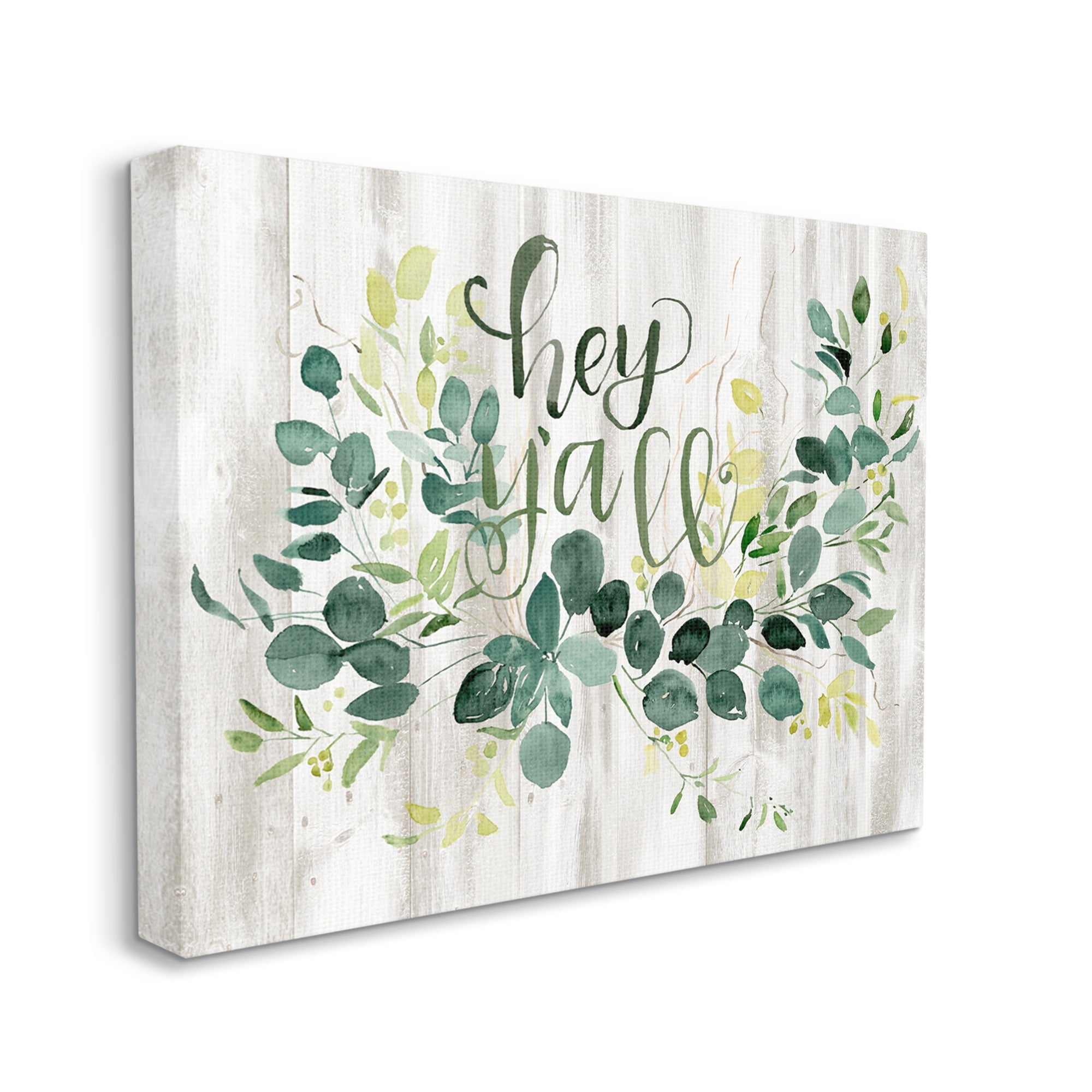 Stupell Industries Hey Y'all Southern Sentiment Blooming Eucalyptus Plants, 48 x 36,Design by Jennifer Paxton Parker