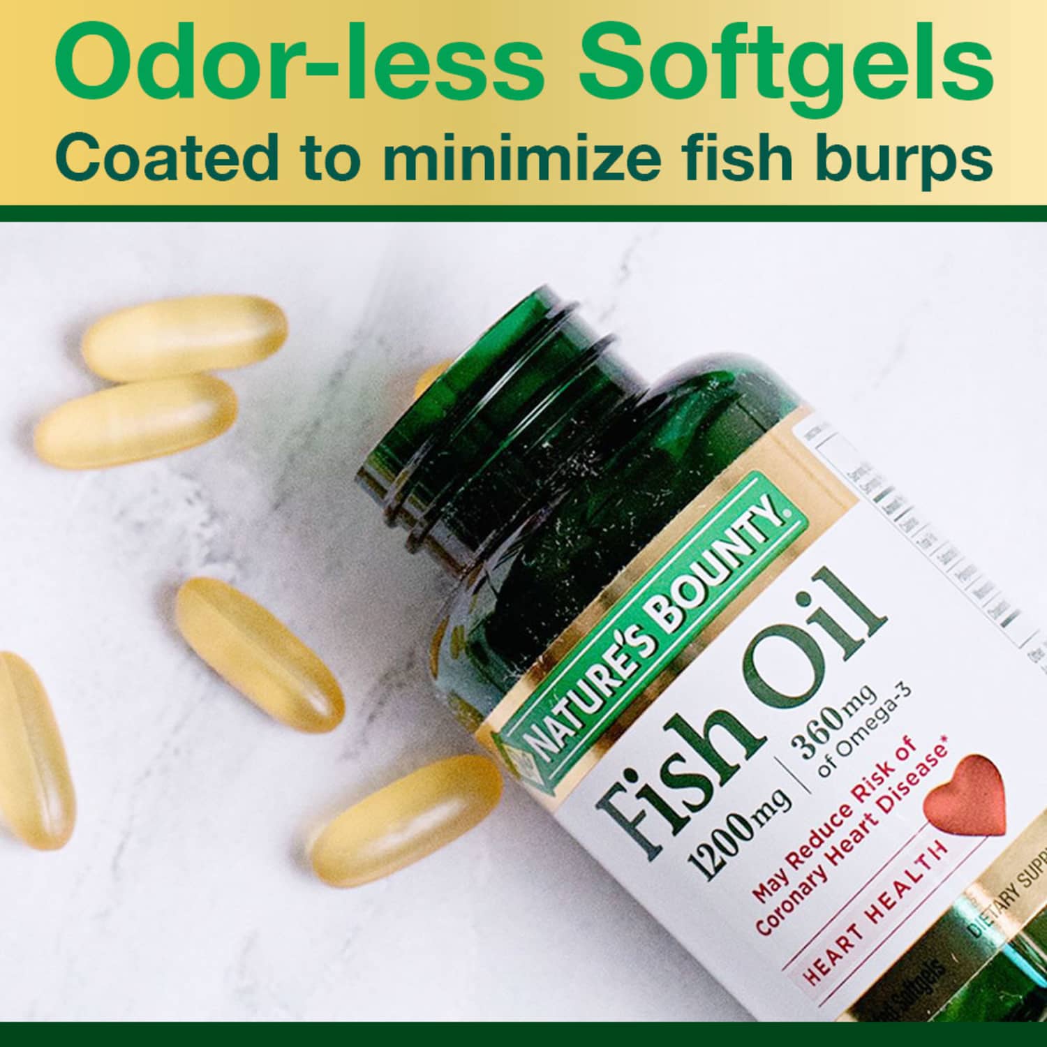 Nature's Bounty Fish Oil With Omega 3 Softgels, 1200 Mg, 60 Ct