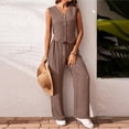 thumbnail image 5 of Lumtrix Women'S 2 Piece Outfits Linen Sleeveless Blazer Vest Dressy Casual Sets Wide Leg Pants Suits Summer Office Work Outfits Coffee L, 5 of 5