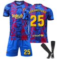 thumbnail image 1 of 2021-2022 Barcelona Away Soccer Jersey Set No. 25 Aubameyang T-shirt Camiseta de fútbol para adultos y niños-28- BmatwkZeng Bmatwk Jersey, 1 of 3