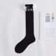 thumbnail image 1 of Xiao Hua 3 pares de calcetines casuales de tubo de algodón hasta la rodilla para mujer, de punto liso, largos hasta la rodilla, regalo para toda la temporada, elásticos, suaves (negros), 1 of 2