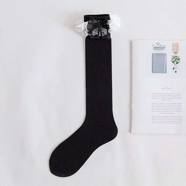 Xiao Hua 3 pares de calcetines casuales de tubo de algodón hasta la rodilla para mujer, de punto liso, largos hasta la rodilla, regalo para toda la temporada, elásticos, suaves (negros)