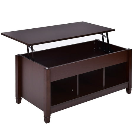 Costway Lift Top Coffee Table w/ Hidden Compartment and Storage Shelves ...