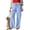 Light Blue, variant on Dianli Summer Pants Elastic Waist Linen Pocket High Waisted Casual Trousers Breathable Cotton Linen Blend Relaxed Fit Wide Leg Pocketed Pants for Women Beach Office Travel