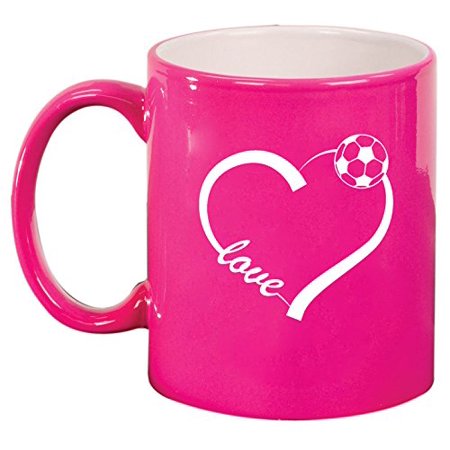 

Ceramic Coffee Tea Mug Cup Love Heart Soccer (Pink)